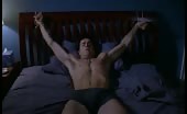 Cock smoker Justin Theroux tied to the bed in his pants