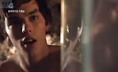Cock jockey Nicholas Hoult is about to get laid when his mate disturbs him.