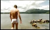 Poo pusher Robson Green in tight white trunks