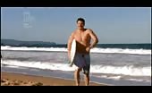 Surf faggot Paul O'Brien on the beach
