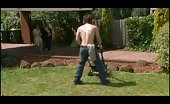 Arse Bandit Dean Geyer Mowes the lawn with his shirt off