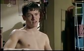 Shirless twink Jack O'Connell in the kitchen