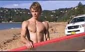 Aussie cock gobbler Luke Mitchell surfing